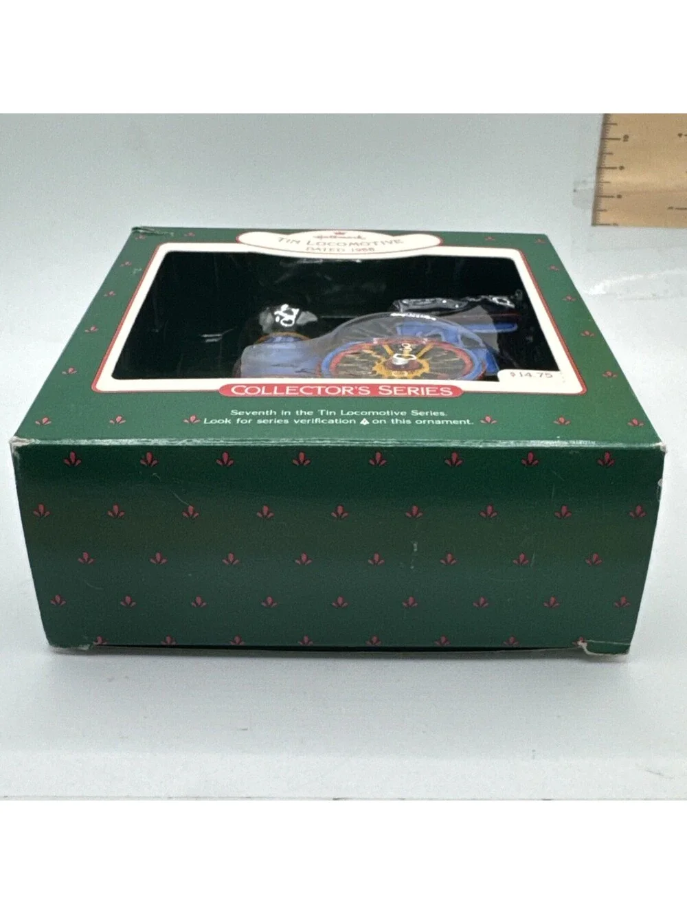 Vintage  1988 Tin Locomotive 7th Series Hallmark Christmas Ornament With Box